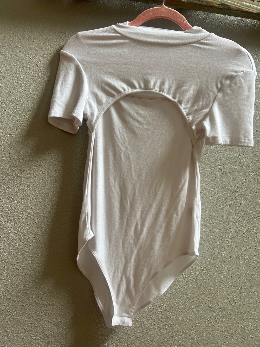 White Short-Sleeve Cutout  Bodysuit